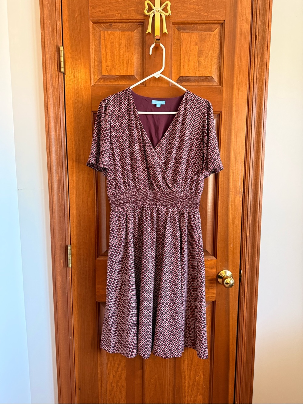 Draper James Burgundy Geo-Print Midi Dress
